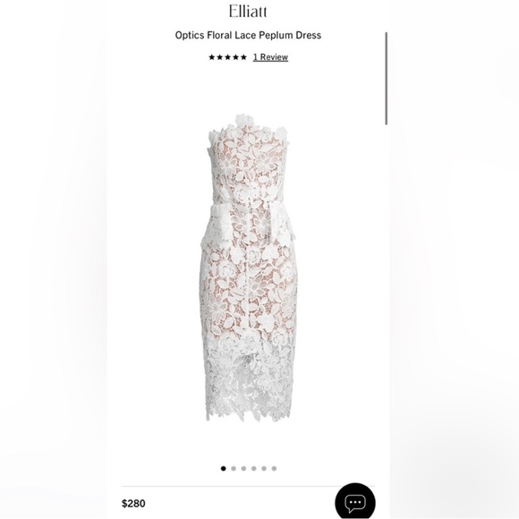 Elliatt Optics Floral Lace Peplum midi Dress — white & nude - bridal dress - Picture 3 of 11